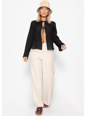 SASSYCLASSY Bluse mit Bindebändern in Schwarz