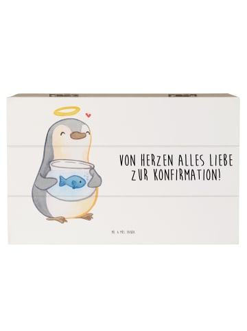 Mr. & Mrs. Panda Truhe Pinguin Fisch mit Spruch in Weiß