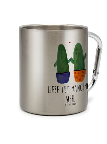 Mr. & Mrs. Panda Campingbecher Kaktus Liebe mit Spruch in Silber