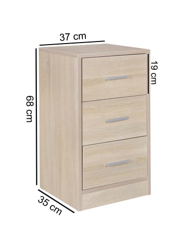 KADIMA DESIGN Nachtkonsole FOGGIA Holz Nachttisch modern mit 3 Schubladen sonoma, in Sonoma