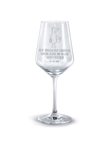 Mr. & Mrs. Panda Rotwein Glas Fuchs Laterne mit Spruch in Transparent