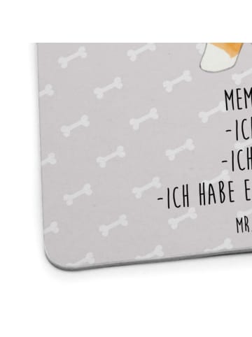 Mr. & Mrs. Panda Tassenuntersetzer Corgi Po mit Spruch in Grau Pastell