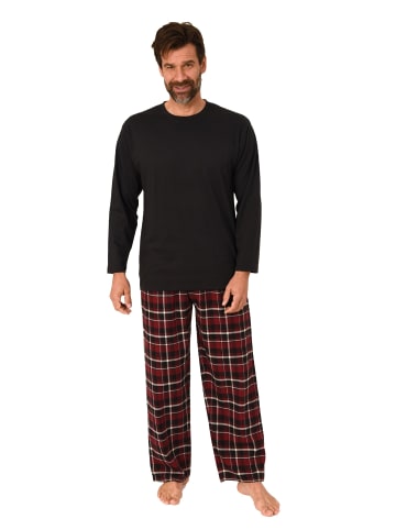 NORMANN Schlafanzug lang Pyjama FlanellHose Karo - 88222 in schwarz