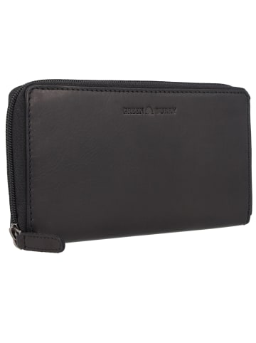 Greenburry Pure Black Geldbörse RFID Schutz Leder 19.5 cm in black