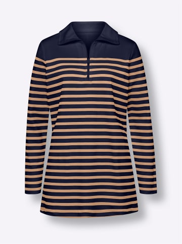 Sieh an! Sweatshirt in marine-camel-gestreift