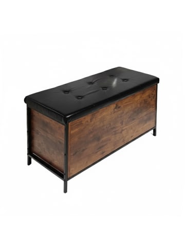 relaxdays Sitzbank "Industrial" in Dunkelbraun/ Schwarz - (B)80 x (H)50 x (T)40 cm
