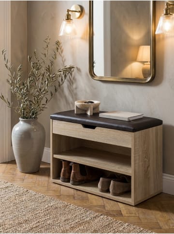 KADIMA DESIGN Schuhbank mit Sitzfläche Garderoben-Bank Holz 60 x 40 x 30 cm, in Sonoma