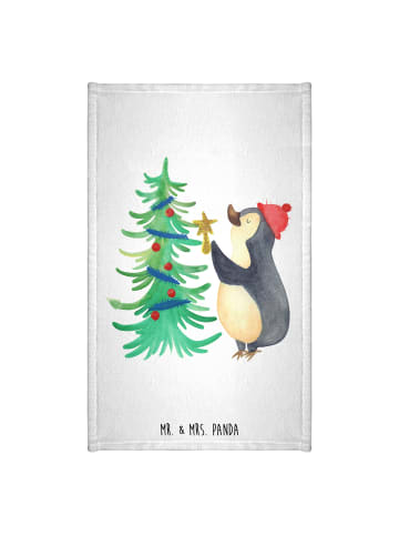 Mr. & Mrs. Panda Gästehandtücher Pinguin Weihnachtsbaum ohne Spruch in Weiß