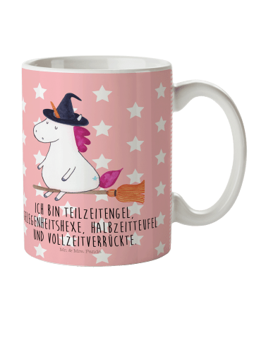 Mr. & Mrs. Panda Kindertasse Einhorn Hexe mit Spruch in Rot Pastell