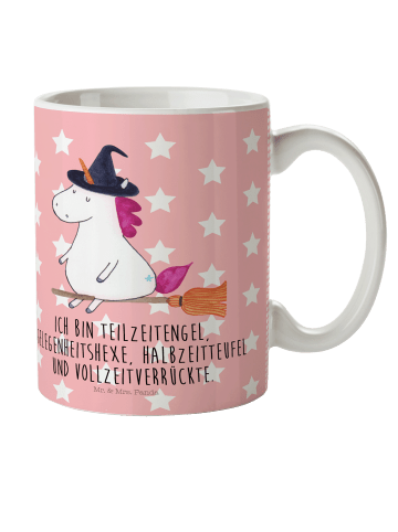 Mr. & Mrs. Panda Tasse Einhorn Hexe mit Spruch in Rot Pastell