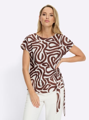 Heine Kurzarmshirt in ecru-schoko-bedruckt