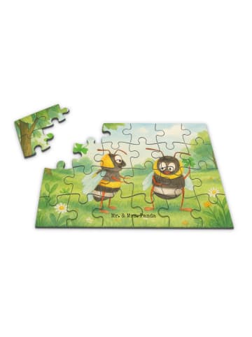Mr. & Mrs. Panda Puzzle Bienen Paar Design ohne Spruch in Weiß