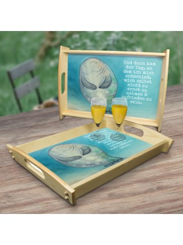Mr. & Mrs. Panda Tablett Holz Seekuh Happy Design mit Spruch in Weiß