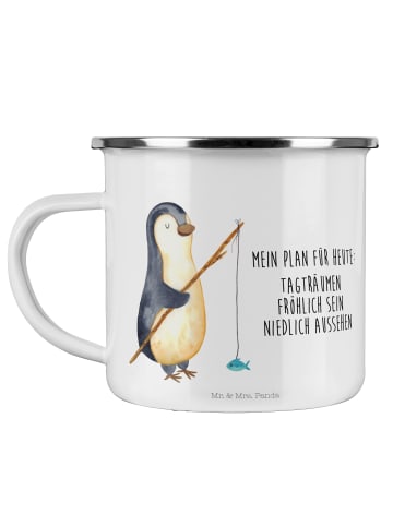Mr. & Mrs. Panda Becher Pinguin Angler mit Spruch in Weiß