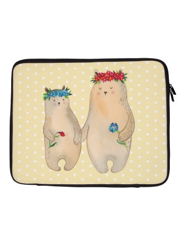 Mr. & Mrs. Panda Notebook Tasche Bären mit Blumenkranz ohne Spruch in Gelb Pastell