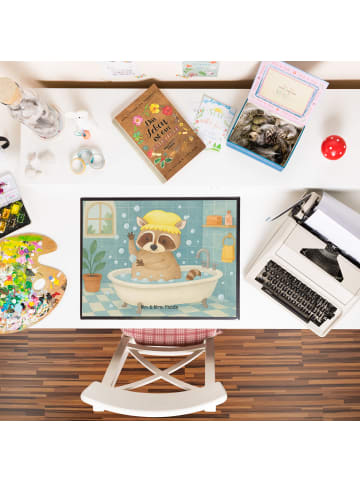 Mr. & Mrs. Panda Schreibunterlage Waschbär Design ohne Spruch in Weiß