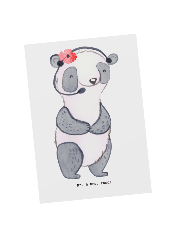 Mr. & Mrs. Panda Postkarte Callcenteragentin Herz ohne Spruch in Weiß