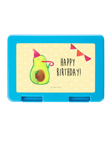 Mr. & Mrs. Panda Brotbox Avocado Geburtstag mit Spruch in Gelb Pastell