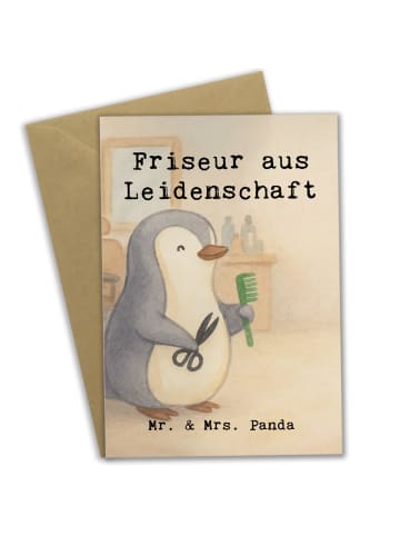 Mr. & Mrs. Panda Grußkarte Friseur Leidenschaft Design mit Spruch in Weiß