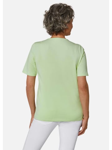 GOLDNER Kurzgröße:  T-Shirt mit Spitze Rundhalsshirt mit Häkelspitze in lindgrün