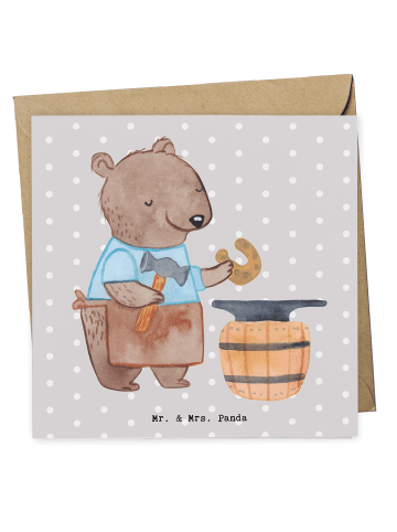 Mr. & Mrs. Panda Deluxe Karte Schmied Herz ohne Spruch in Grau Pastell