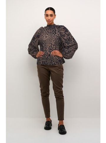 Kaffe Langarm-Bluse KAjemma in Major Brown/Black Leopard