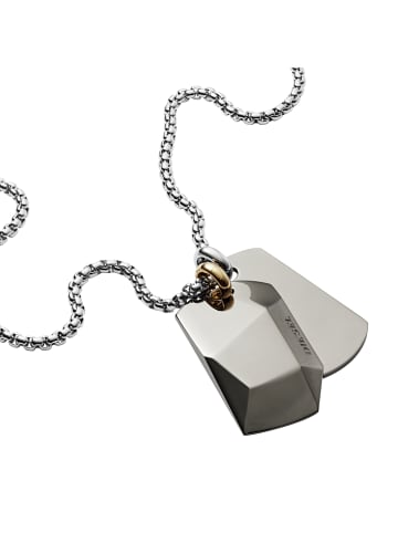 Diesel Halskette The Two Tags in silber