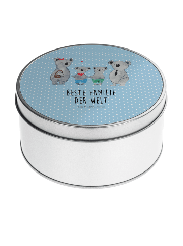 Mr. & Mrs. Panda Blechdose rund Koala Familie zwei mit Spruch in Blau Pastell