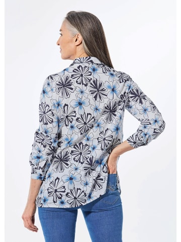 GOLDNER Kurzgröße:  Druckbluse mit Hemdkragen in marine / gemustert