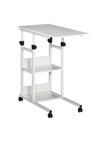 HOMCOM Beistelltisch-80L x 40B x 82H cm-Weiß