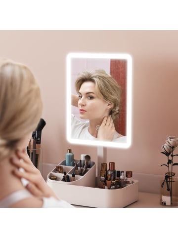 HOMCOM LED Schminkspiegel-22L x 13,8B x 38H cm-Weiß