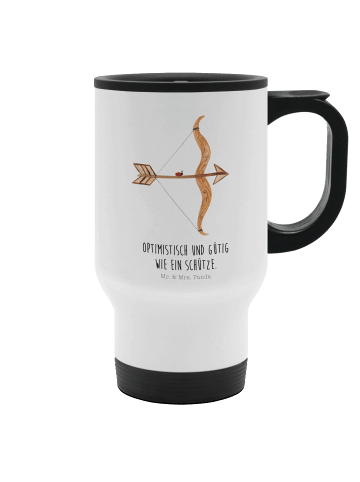 Mr. & Mrs. Panda Kaffeebecher To Go Sternzeichen Schütze mit Spruch in Weiß