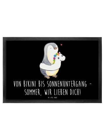 Mr. & Mrs. Panda Schmutzmatte Sommer Meer Strand mit Spruch in Schwarz