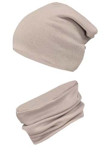 TupTam Unisex Kinder Beanie Mütze Schlauchschal Set in beige