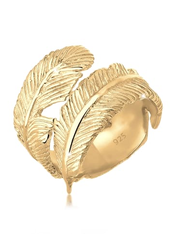 Elli Ring 925 Sterling Silber Boho, Feder in Gold