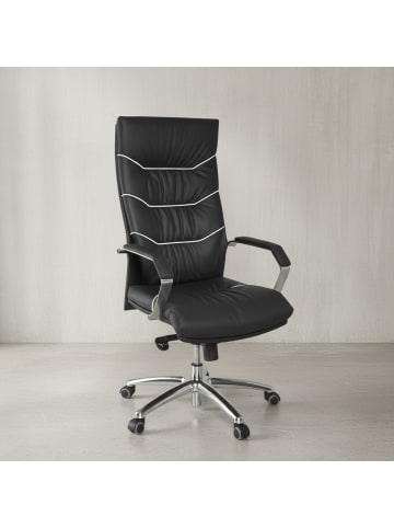 KADIMA DESIGN Bürostuhl | Echtleder, Schwarz, Kopfstütze, Multiblock, Verstellbar