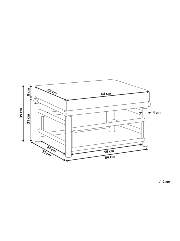 Beliani Gartenstuhl CERRETO in Weiß/Braun - (W) 55 x (H) 39 x (L) 64 cm