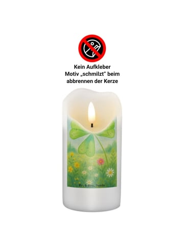 Mr. & Mrs. Panda Kerze Blume Kleeblatt Design ohne Spruch in Weiß