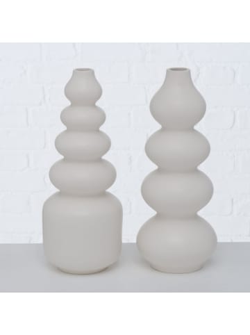 Boltze Keramikvase in runder Form, BRUNILA in Weiß, Ø 12 x (H) 30 cm