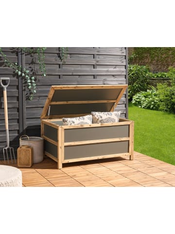 Beliani Truhe ACATE in Grau/Braun - (W) 121 x (H) 61 x (L) 72 cm