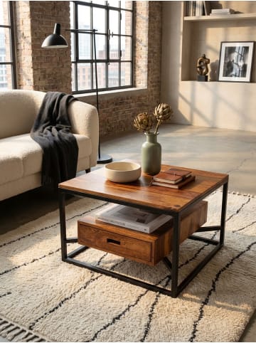 KADIMA DESIGN Couchtisch 60x60x40 cm Massivholz / Metall Sofatisch