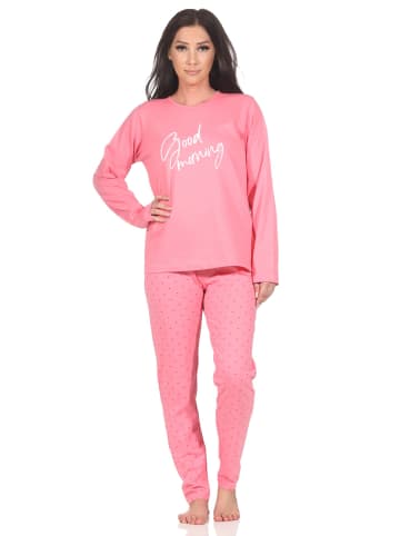 NORMANN Schlafanzug Pyjama langarm Tupfen Punkte - 88737 in rose
