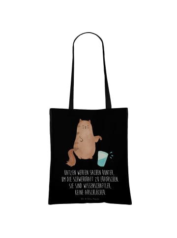 Mr. & Mrs. Panda Umhängetasche Katze Wasserglas mit Spruch in Schwarz