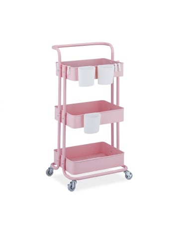 relaxdays Rollwagen in Rosa - (B)38 x (H)86 x (T)39 cm