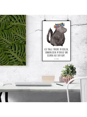 Mr. & Mrs. Panda Bild Stinktier  mit Spruch in Weiß