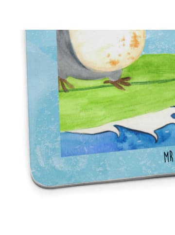 Mr. & Mrs. Panda Glasuntersetzer Pinguin Surfer ohne Spruch in Eisblau