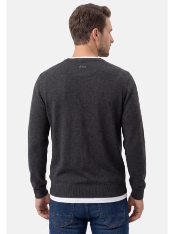 S. Oliver Pullover Basic in Weiß / dunkelgrau
