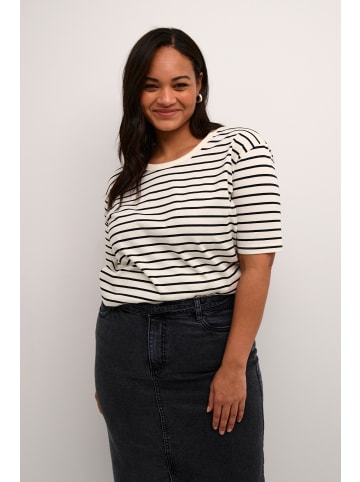 KAFFE curve T-shirt KCWinni Loose fit in Antique White/BLack Stripe