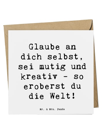 Mr. & Mrs. Panda Klappkarte Spruch Die Freude an der Kreativität... in Weiß