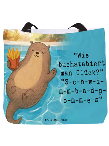 Mr. & Mrs. Panda Tasche Otter Schwimmbad Pommes Design mit Spruch in Weiß